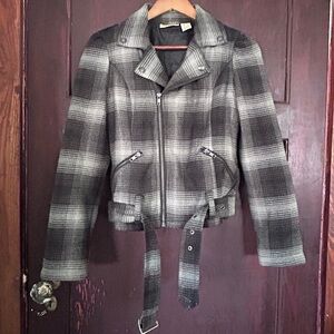 Grey plaid DKNY zip up jacket